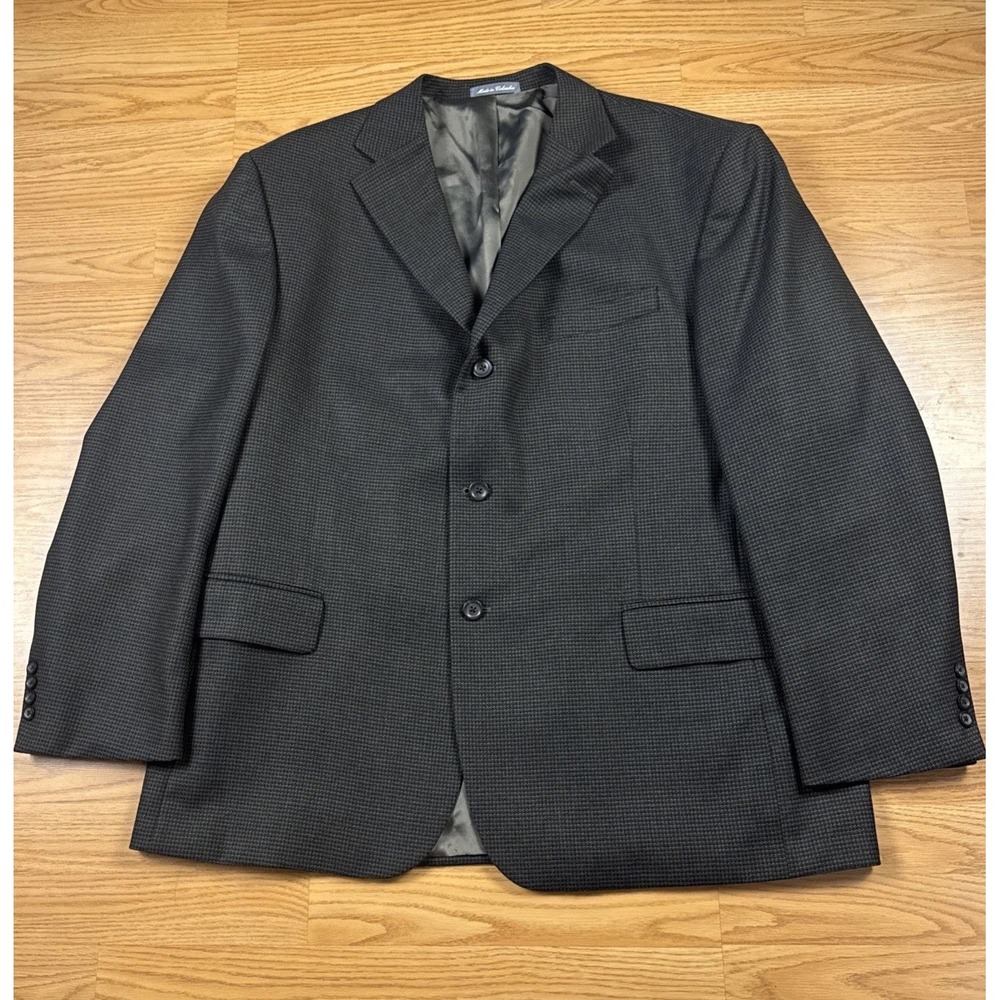 Oscar de la Renta Blazer Mens 48R Dark Gray Tweed Jacket Sport Coat Lined
